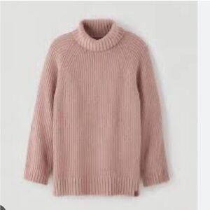 Roots Dawson Cozy Turtleneck Sweater Size XS In Fawn Pink NWT Oversized Soft